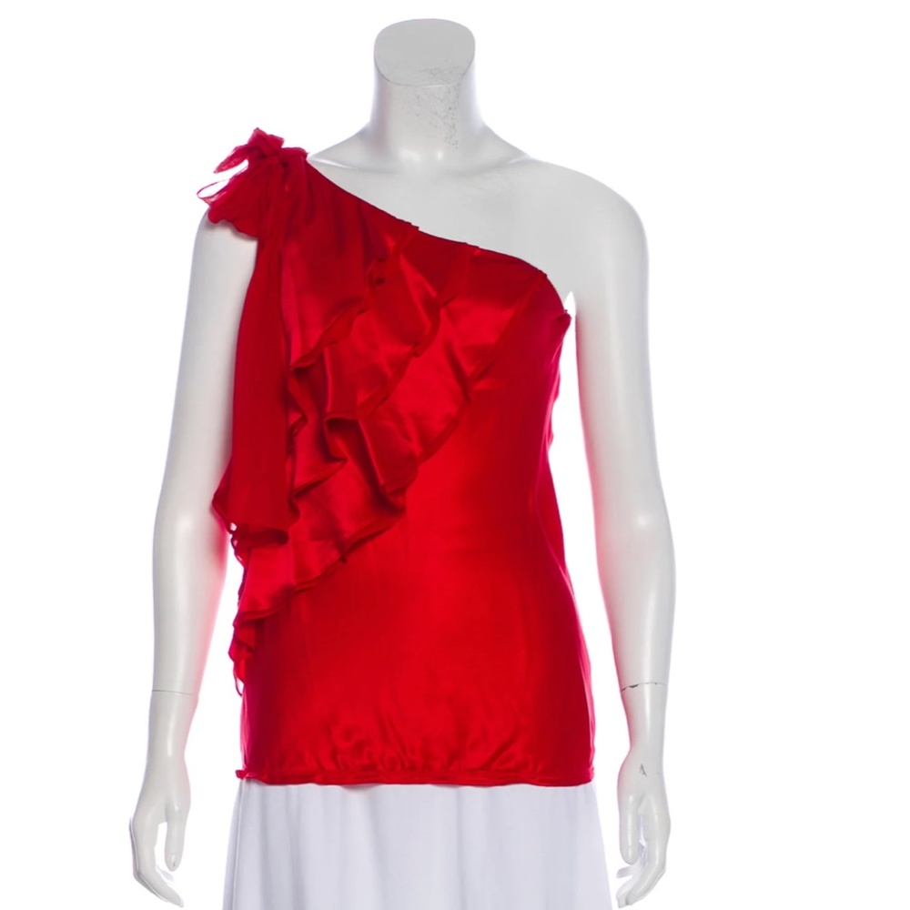 ROBERT RODRIGUEZ One-Shoulder Silk Top